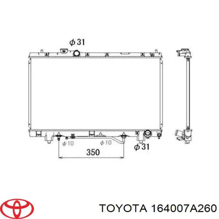 164007A260 Toyota radiador refrigeración del motor