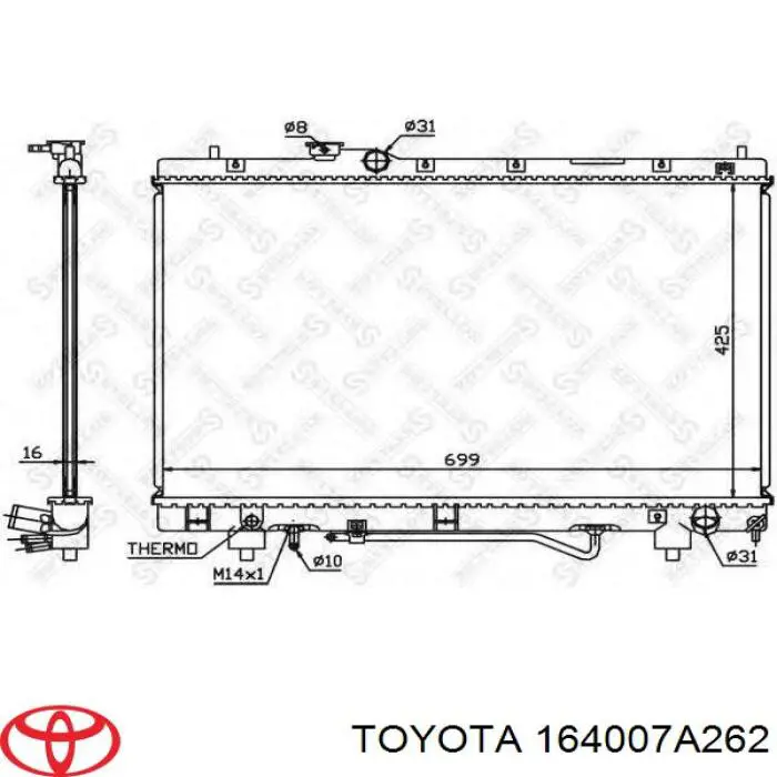 164007A262 Toyota radiador refrigeración del motor