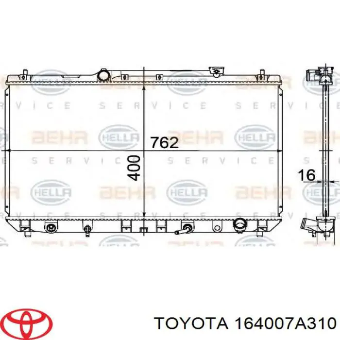 164007A310 Toyota radiador refrigeración del motor