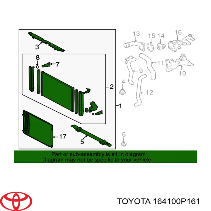 164100P161 Toyota radiador
