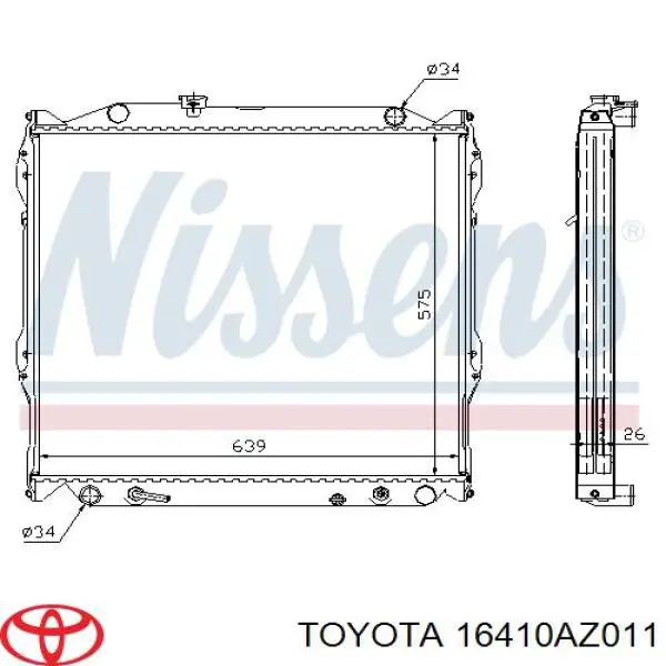 16410AZ011 Toyota radiador refrigeración del motor