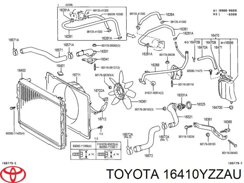 16410YZZAU Toyota radiador