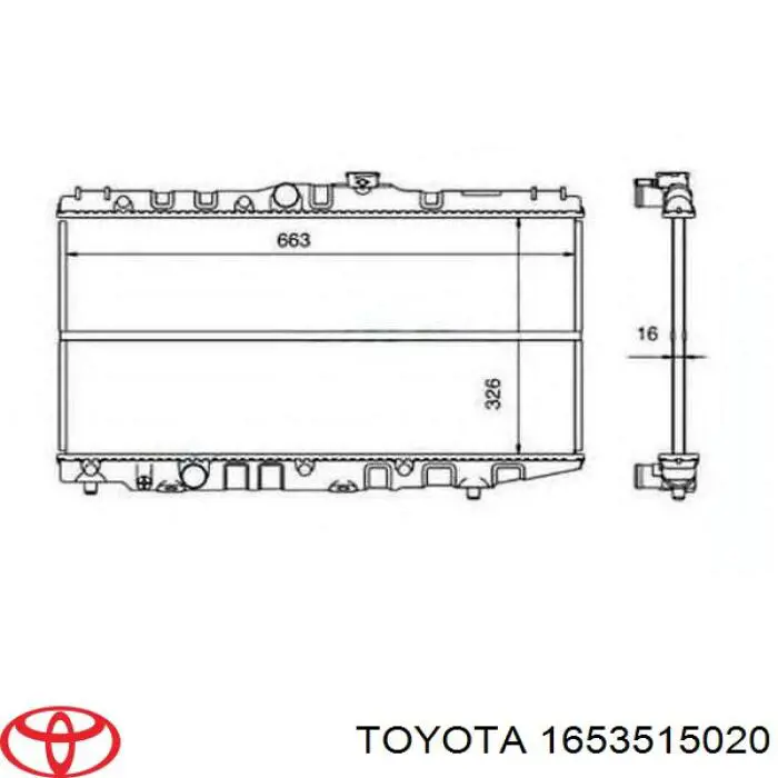 1653515020 Toyota soporte de radiador superior
