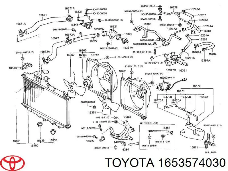 Soporte superior del radiador (panel de montaje de faros) Toyota 1653574030 precio, desde 54,28 EUR