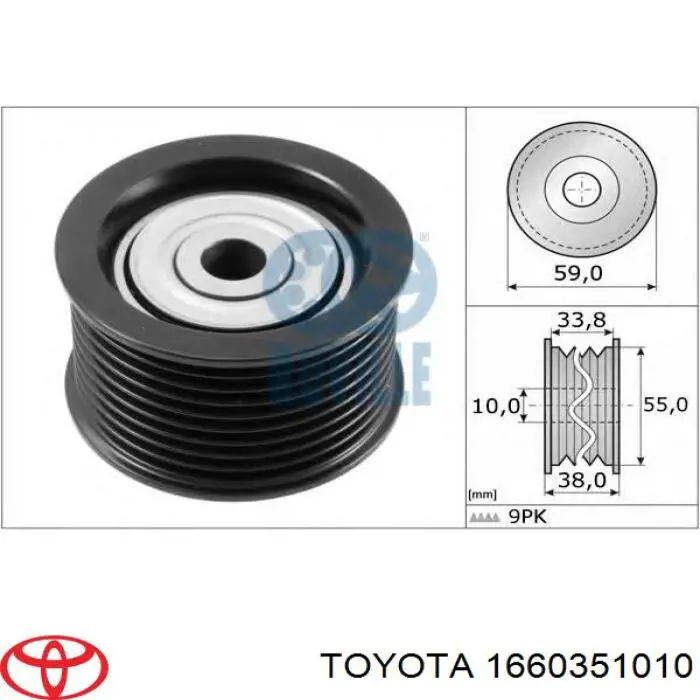 Polea inversión/guía, correa auxiliar servicios Toyota 1660351010 precio, desde 37,39 EUR