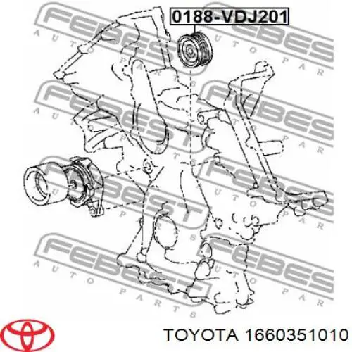1660351010 Toyota polea inversión / guía, correa poli v