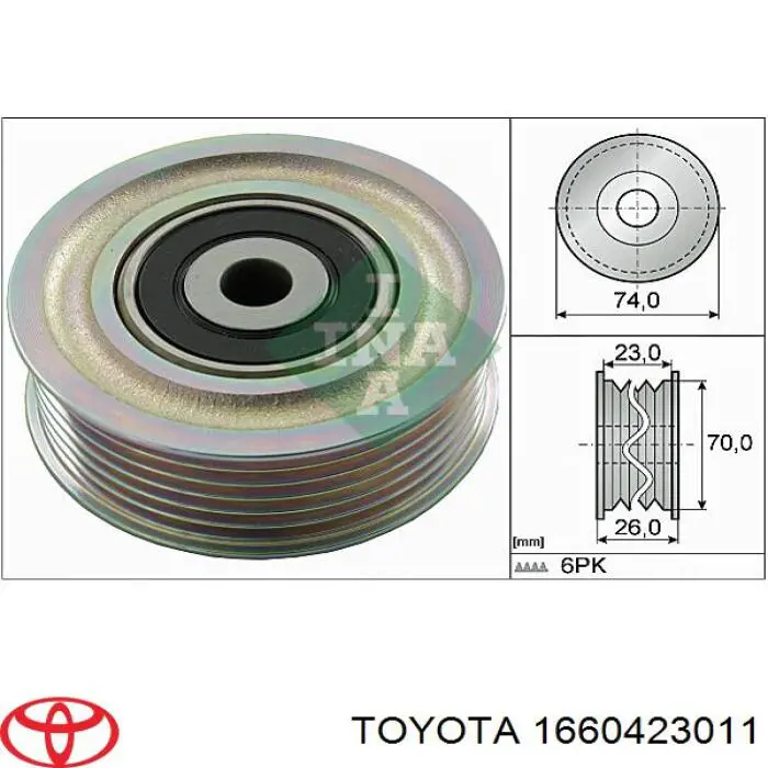 1660423011 Toyota Polea guía correa poli V