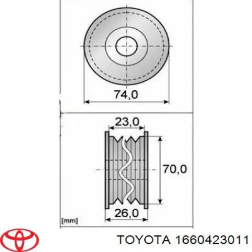 Polea inversión/guía, correa auxiliar servicios Toyota 1660423011 precio, desde 42,37 EUR