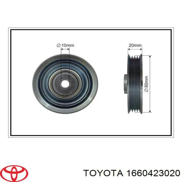 1660423020 Toyota polea inversión / guía, correa poli v