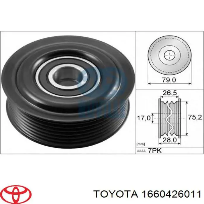 Comprar 1660426011 Toyota Polea inversión/guía, correa poli V