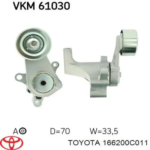 166200C010 Toyota tensor de correa, correa poli v