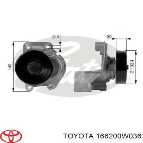 166200W036 Toyota tensor de correa, correa poli v