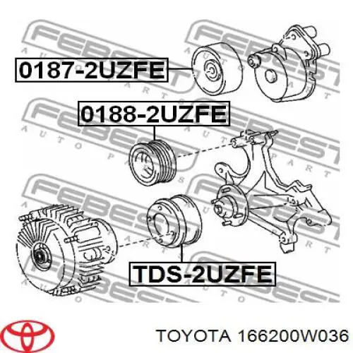 Comprar 166200W036 Toyota Tensor de correa poli V 