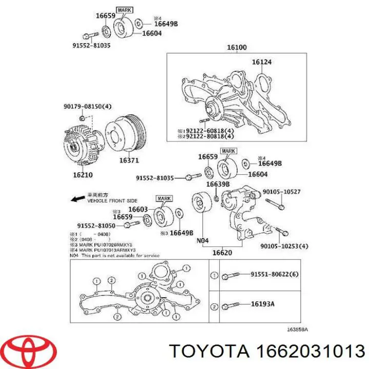 1662031013 Toyota tensor de correa, correa poli v