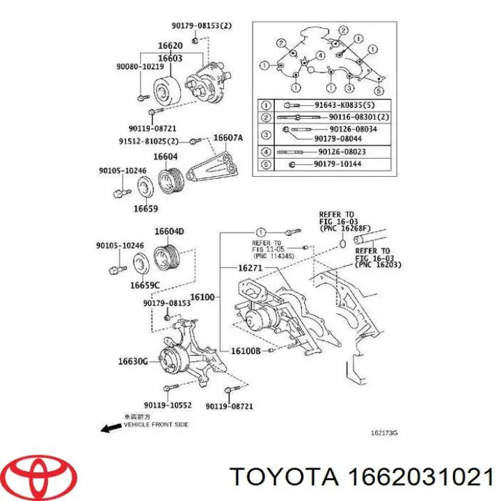 Comprar 1662031021 Toyota Tensor de la correa trapecial