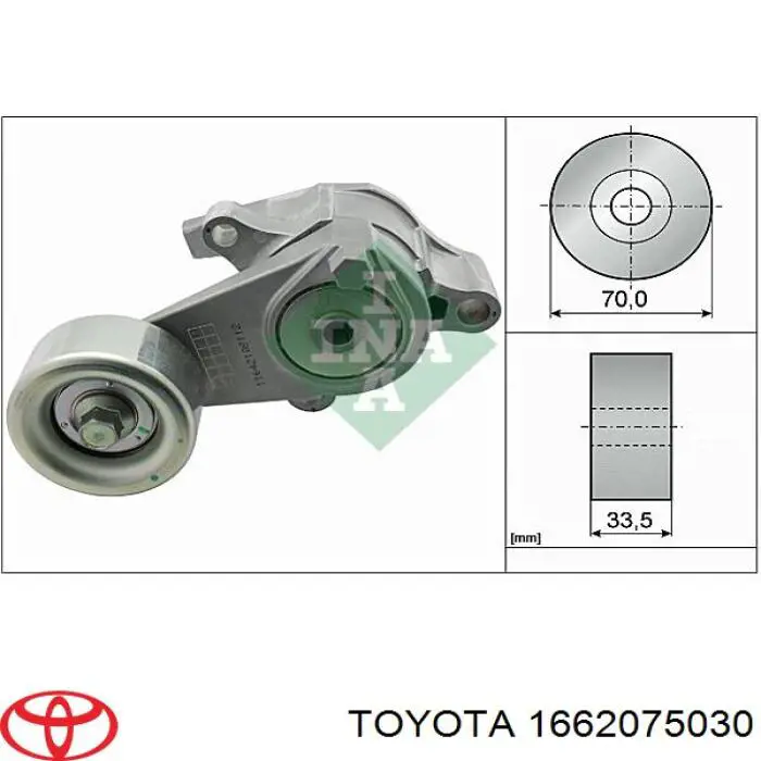 Tensor de correa poli V 166200C010 Toyota