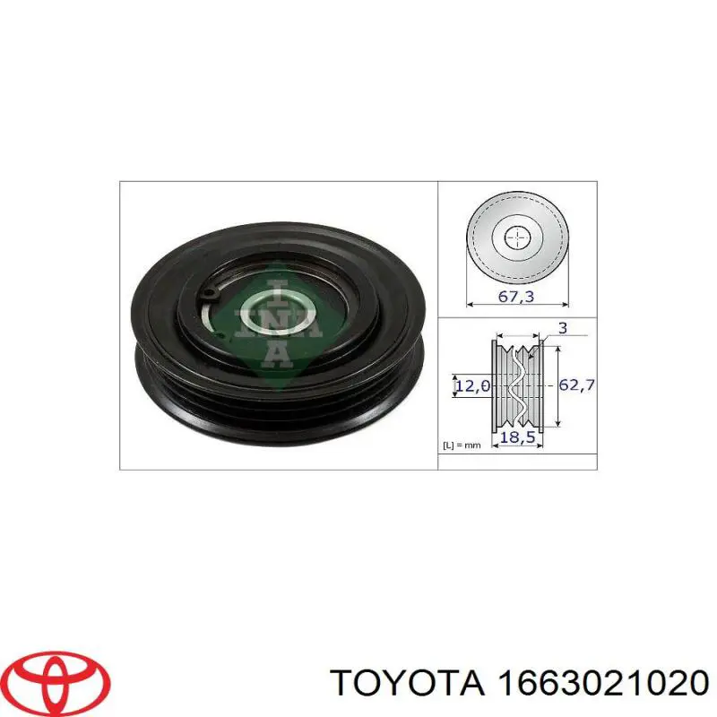 Polea tensora correa poli V 1663021020 Toyota