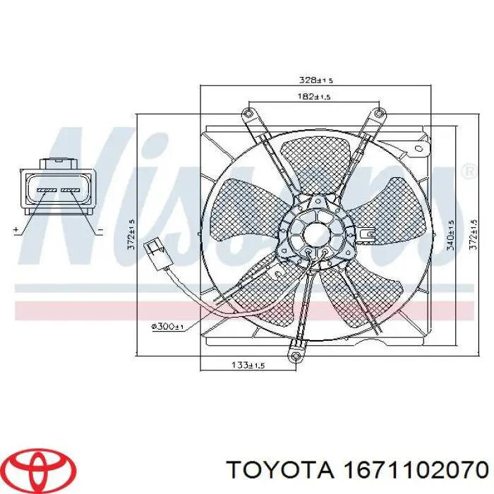 1671102070 Toyota difusor de radiador, ventilador de refrigeración, condensador del aire acondicionado, completo con motor y rodete