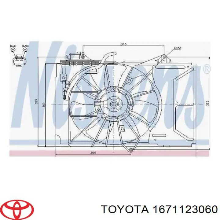 1671123060 Toyota difusor de radiador, ventilador de refrigeración, condensador del aire acondicionado, completo con motor y rodete
