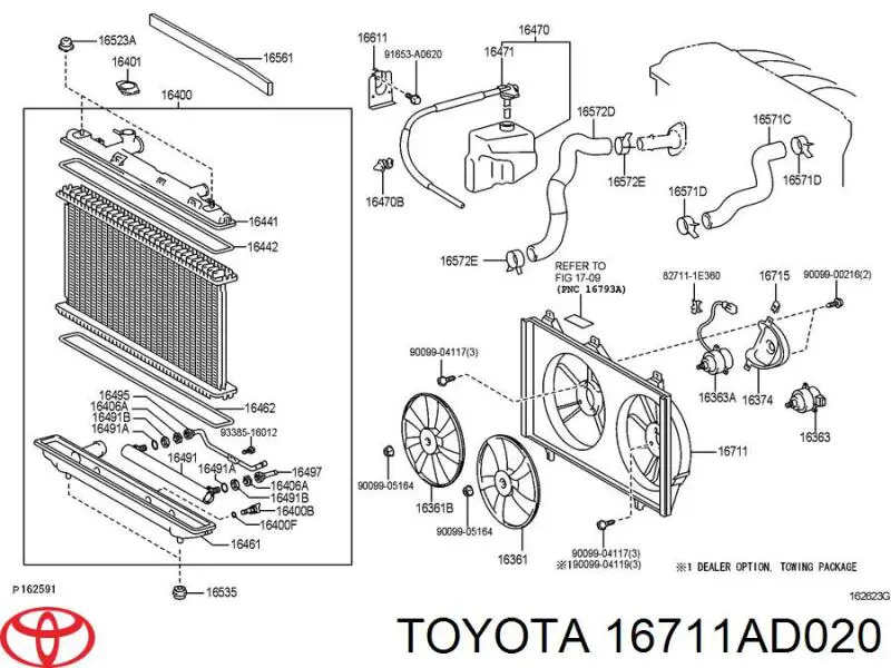 16711AD020 Toyota bastidor radiador