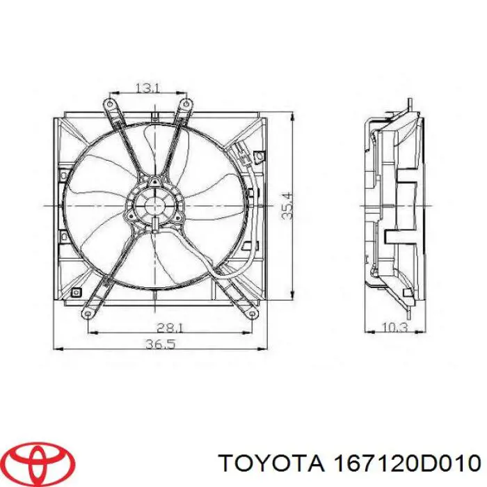 167120D010 Toyota difusor de radiador, de enfriamiento superior