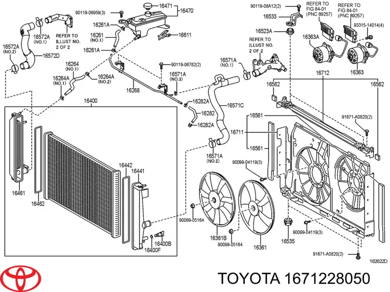 Comprar 1671228050 Toyota Difusor del radiador del aire acondicionado