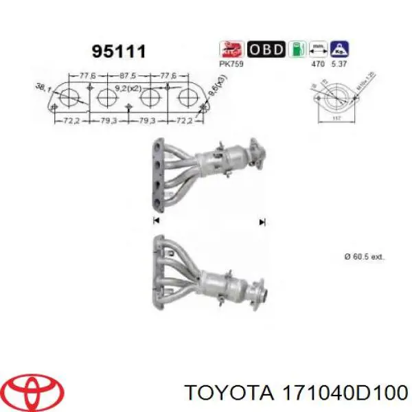 Comprar 171040D100 Toyota Colector de escape
