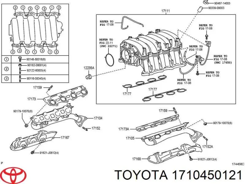 1710450121 Toyota colector de escape, derecha