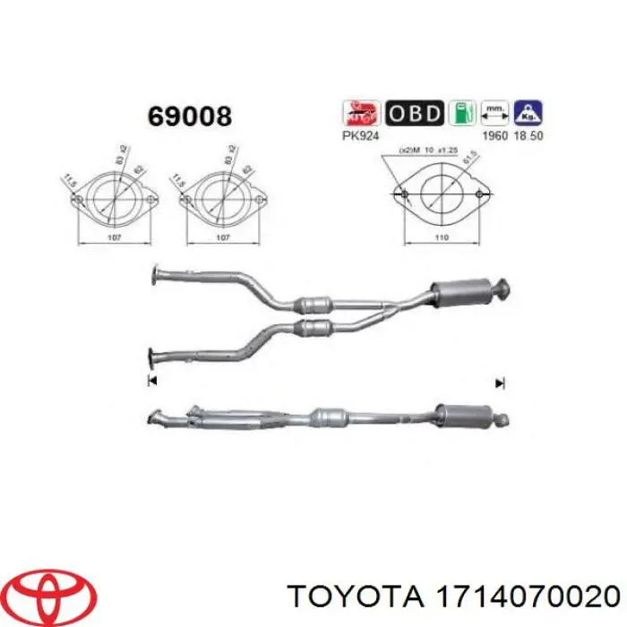 Comprar 1714070020 Toyota Colector de escape