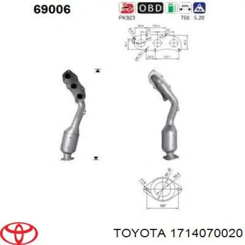 Colector de escape, sistema de escape Toyota 1714070020 precio, desde 403,56 EUR