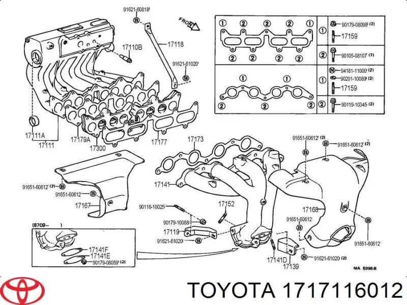 1717116012 Toyota junta, colector de admisión