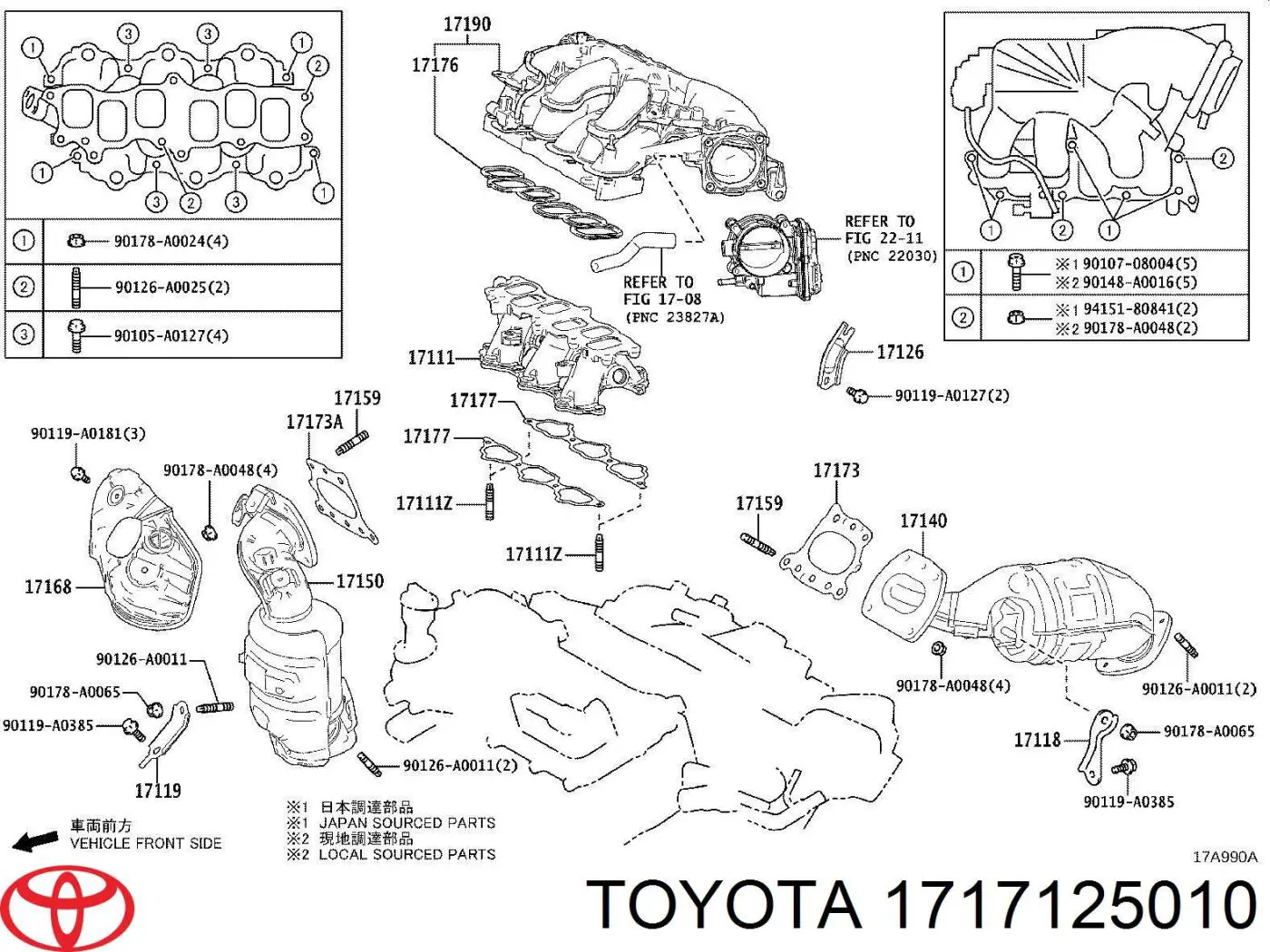 Junta, colector de admisión para Toyota Avalon (AXXH50,GSX50)