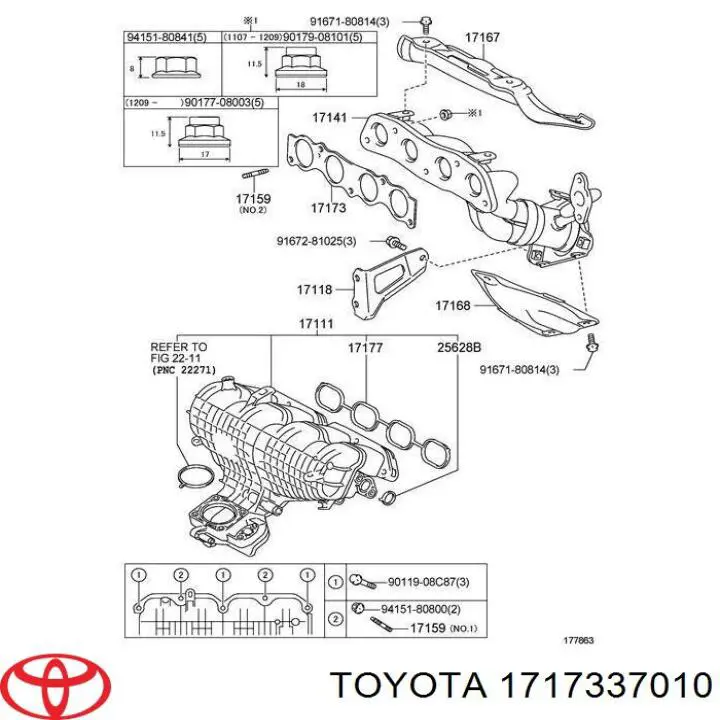 1717337010 Toyota junta de colector de escape