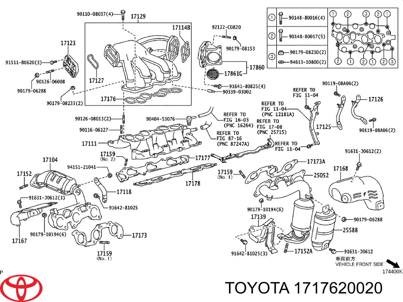 Junta, colector de admisión, superior para Toyota Solara (V3)