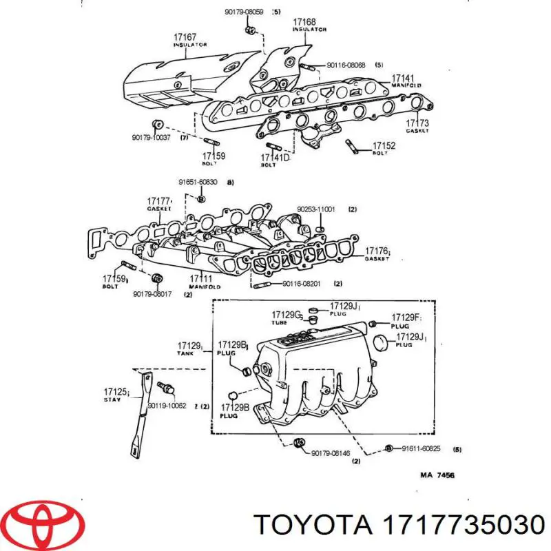 1717735030 Toyota Juego de juntas, colector de admisión
