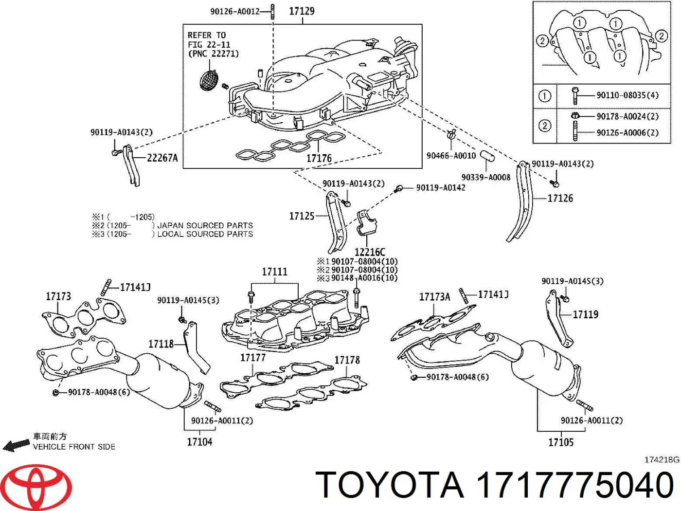 1717775040 Toyota junta de colector de admisión