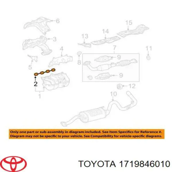 1719846010 Toyota junta, colector de escape, derecha