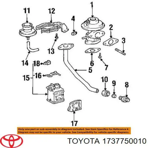 1737750010 Toyota junta de válvula egr