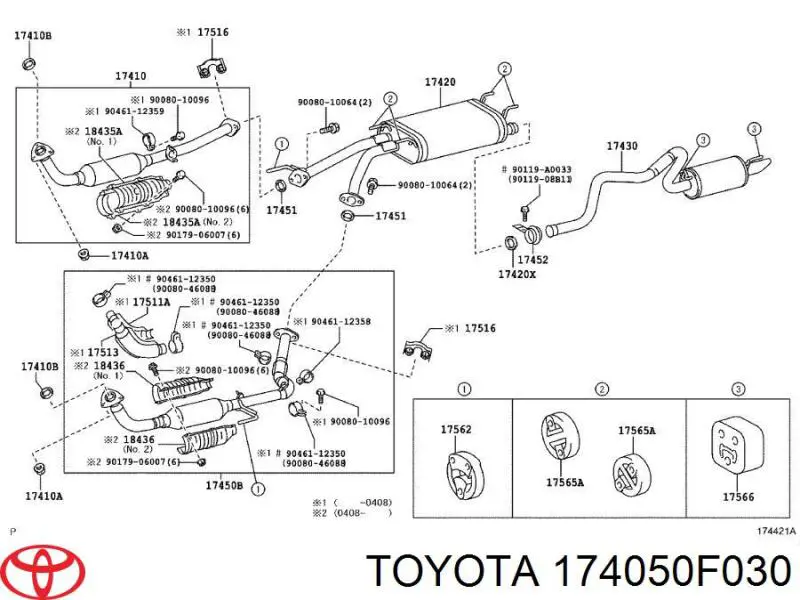 174050F030 Toyota silenciador posterior