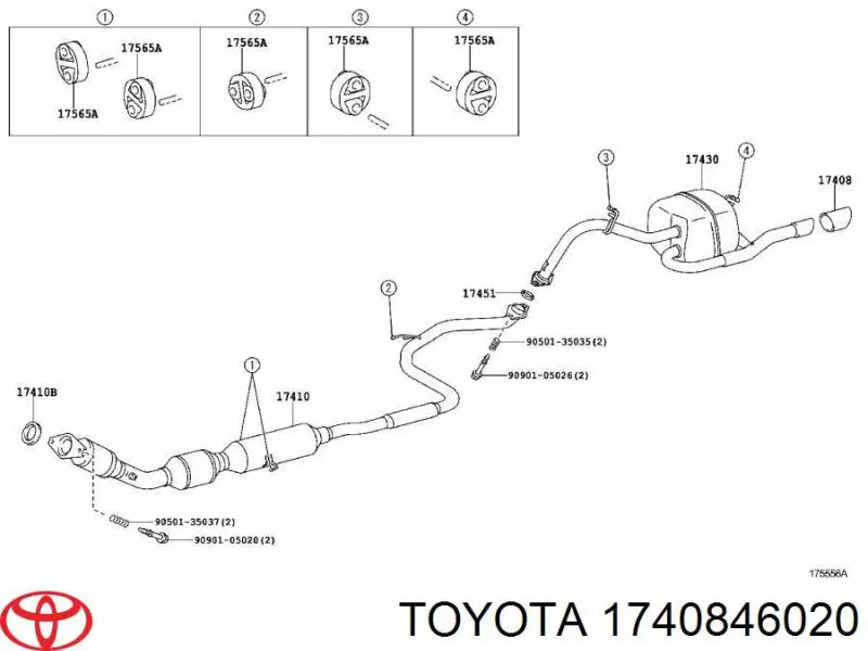 Comprar 1740846020 Toyota Cola de escape