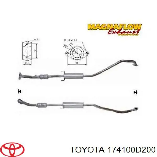 Silenciador, parte delantera Toyota 174100D200 precio, desde 52,14 EUR