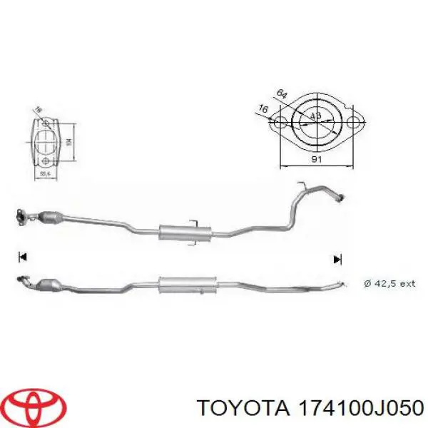 Silenciador de escape delantero  Toyota 174100J050 precio, desde 363,09 EUR