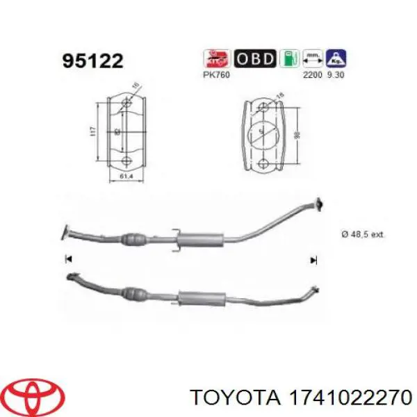 Comprar 1741022270 Toyota Silenciador delantero