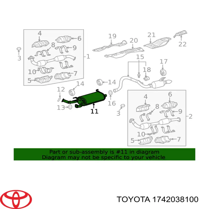 1742038100 Toyota silenciador del medio