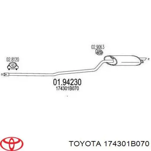 Comprar 174301B070 Toyota Silenciador trasero