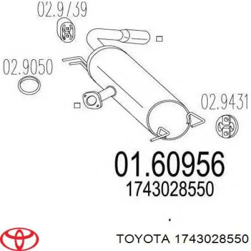 1743028550 Toyota silenciador posterior