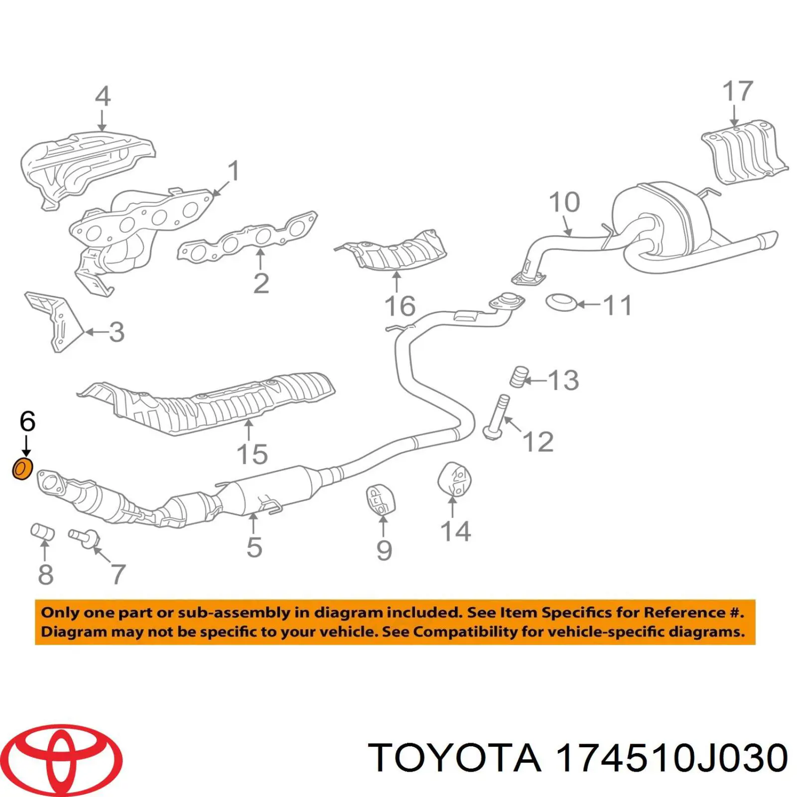 174510J030 Toyota Junta de sistema de escape