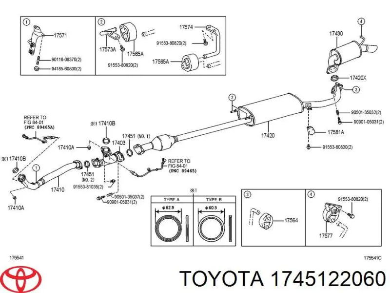 1745122060 Toyota junta, tubo de escape