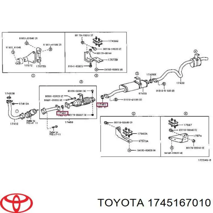 1745167010 Toyota junta, tubo de escape