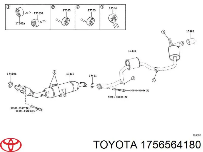 Almohadilla de tope silenciador Toyota 1756564180 precio, desde 4,48 EUR